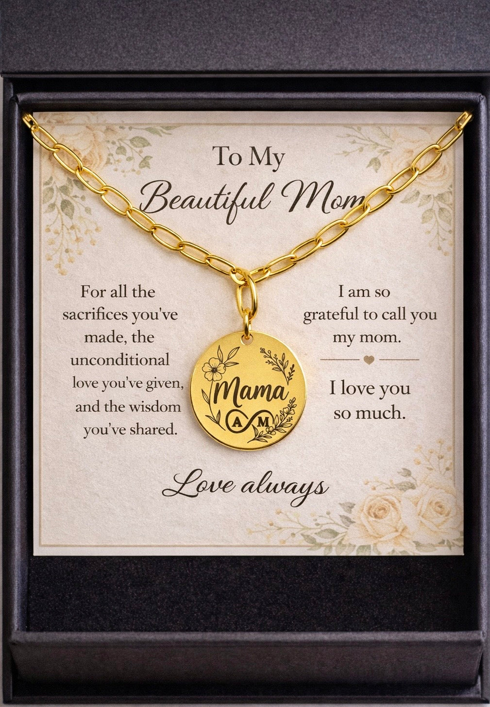 Mama Personalized Engraved Coin Necklace | Custom Gift for Mom