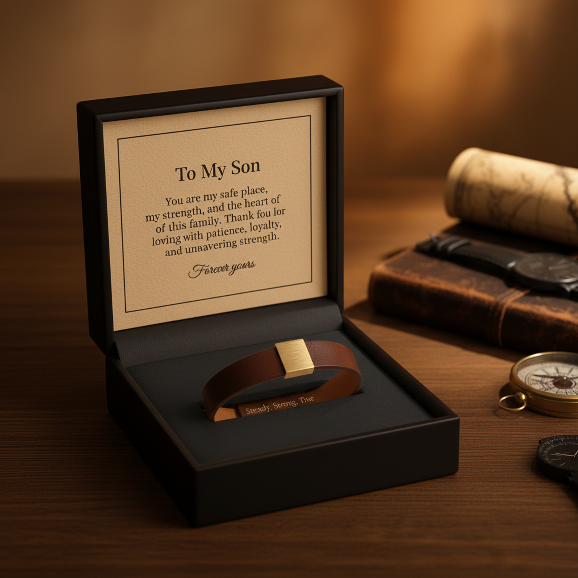 Premium Engraved Men's Leather Bracelet