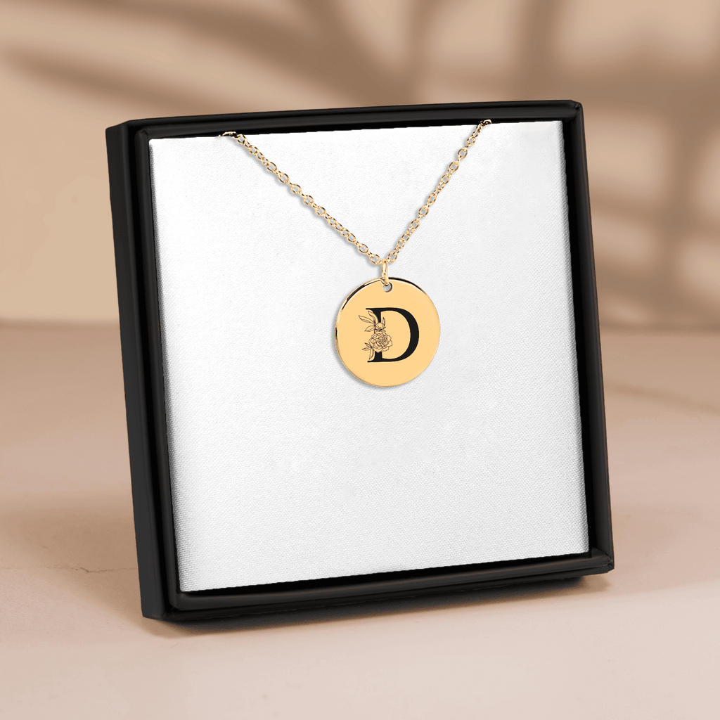 Personalized Floral Initial Necklace – D