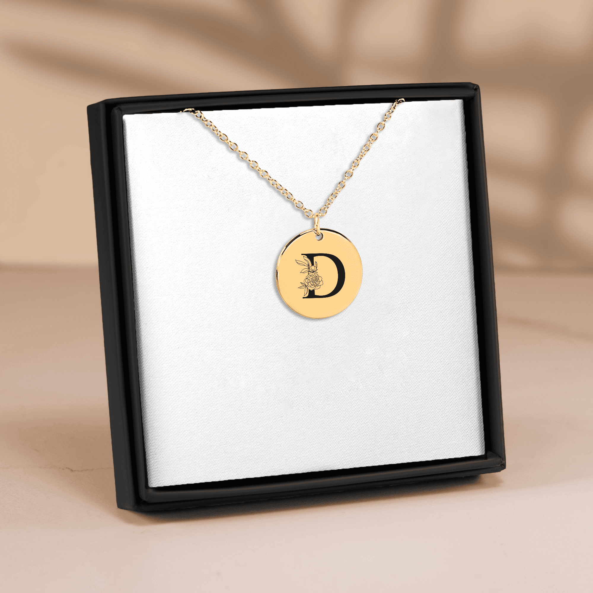 Personalized Floral Initial Necklace – D