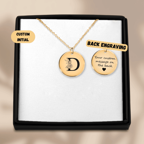 Personalized Floral Initial Necklace – D
