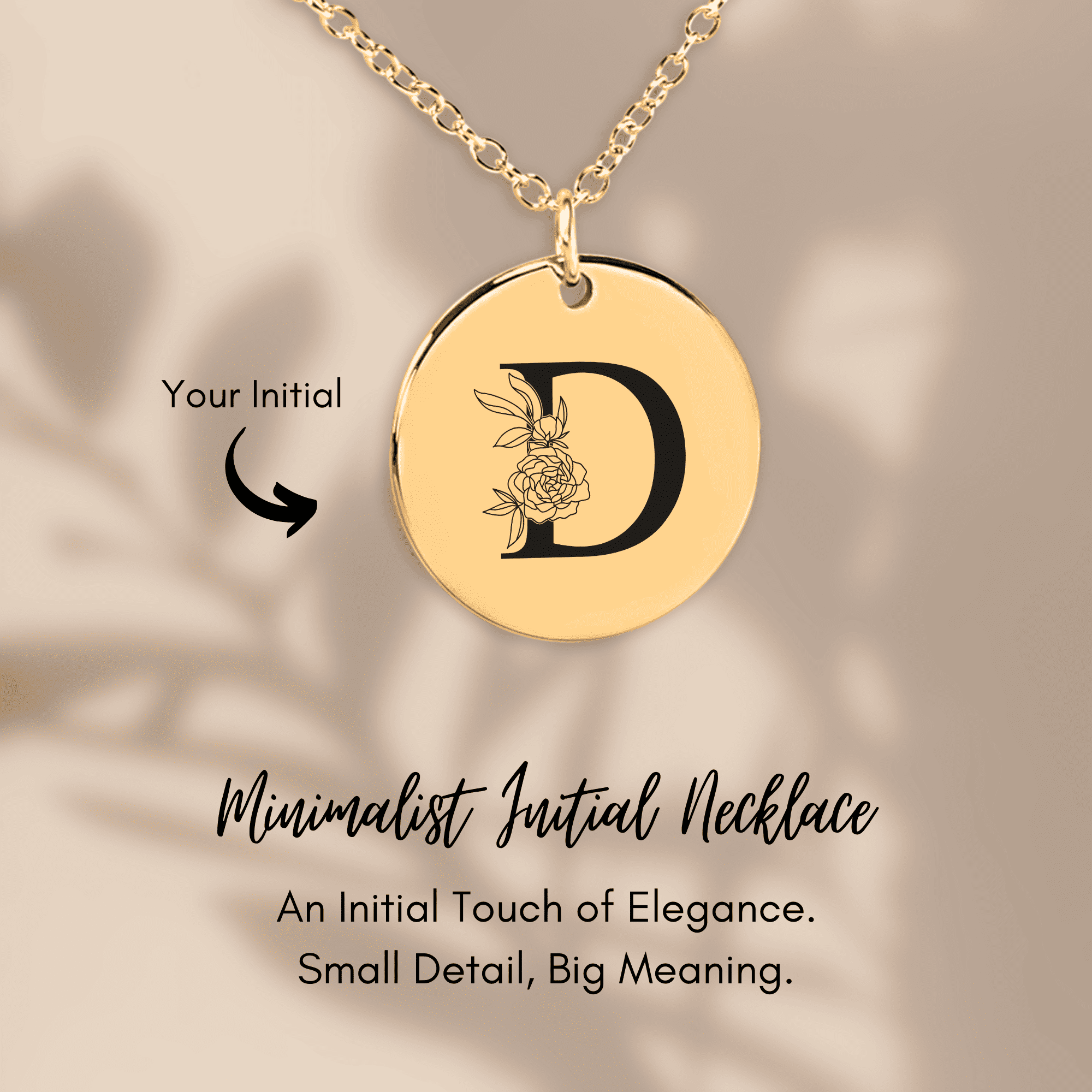 Personalized Floral Initial Necklace – D
