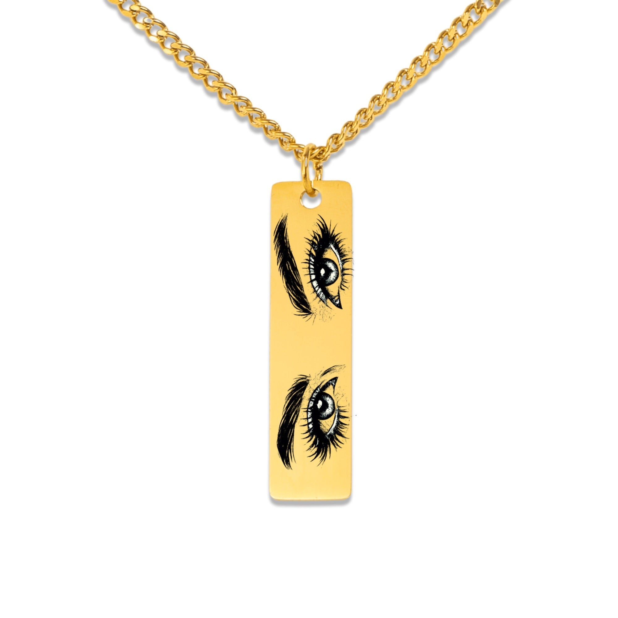 Custom Cuban Vertical Bar Necklace | Personalized Photo Engraved