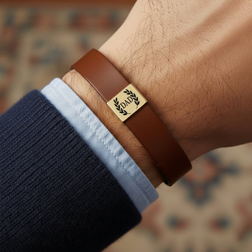 Premium Engraved Men's Leather Bracelet