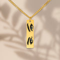 Custom Cuban Vertical Bar Necklace | Personalized Photo Engraved