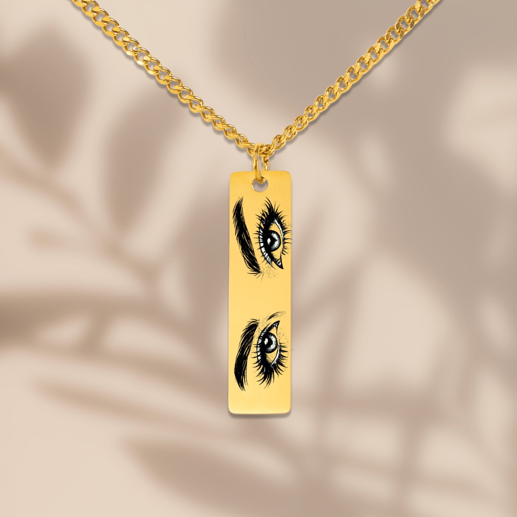 Custom Cuban Vertical Bar Necklace | Personalized Photo Engraved