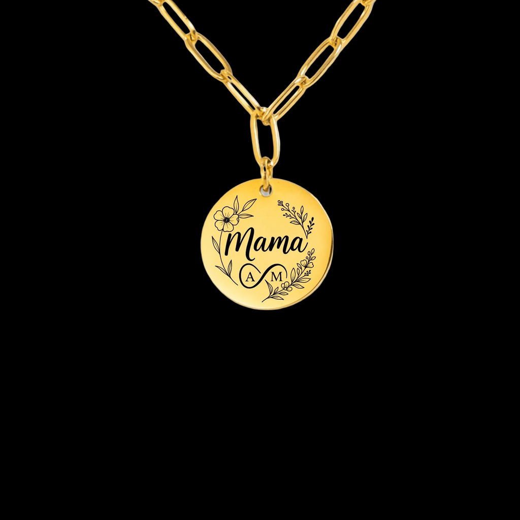 Mama Personalized Engraved Coin Necklace | Custom Gift for Mom