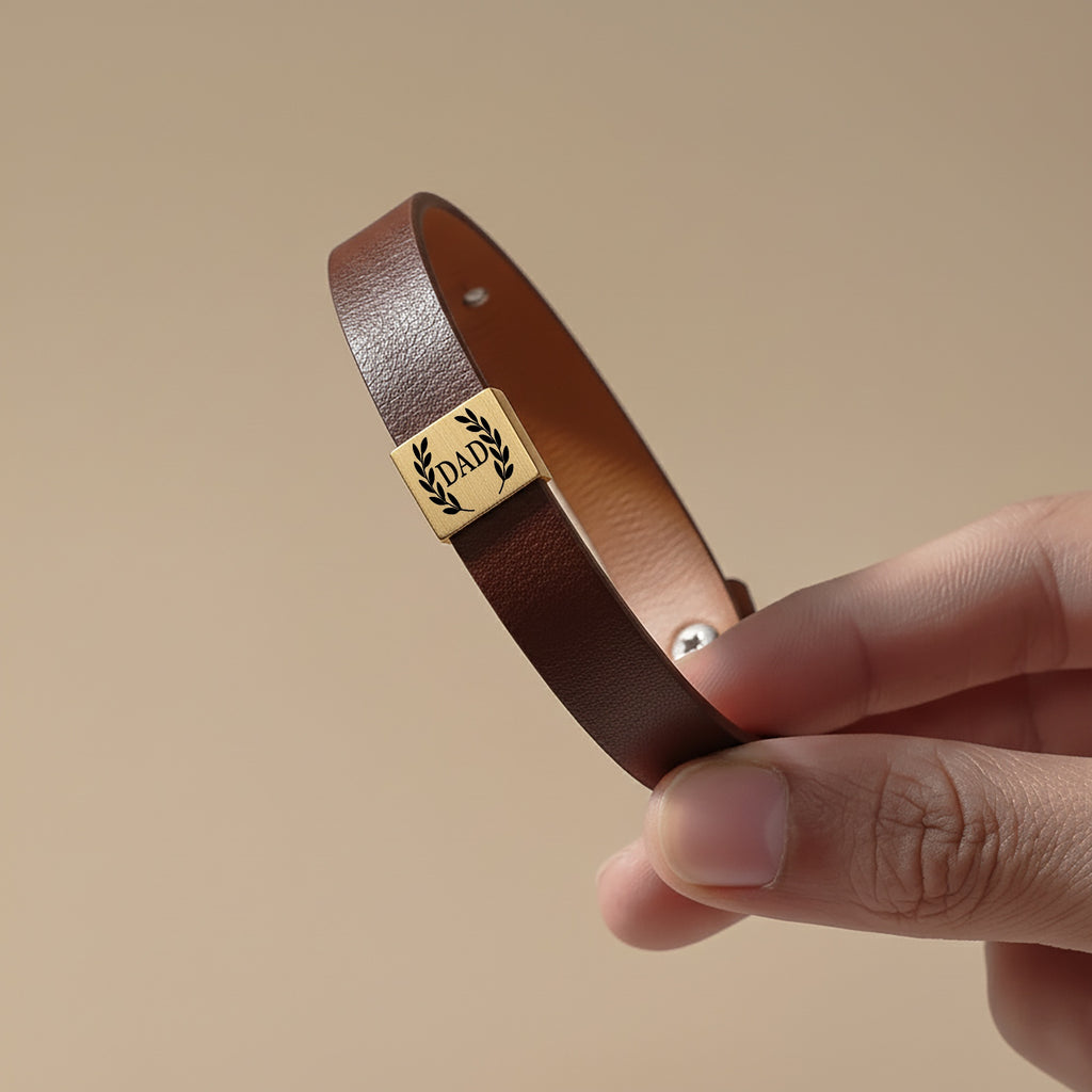 Premium Engraved Men's Leather Bracelet