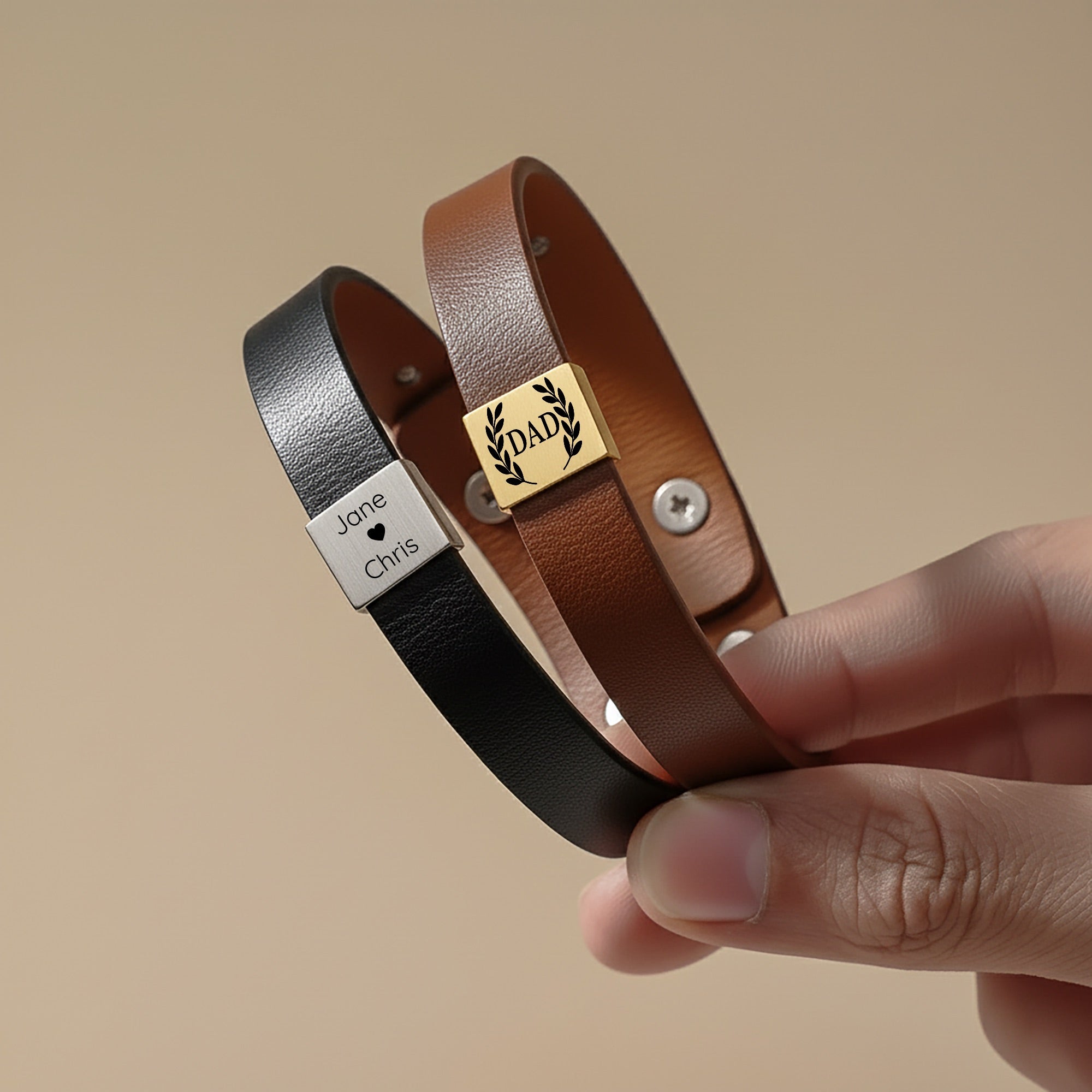Premium Engraved Men's Leather Bracelet